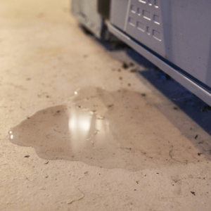 Leaking water on a concrete floor